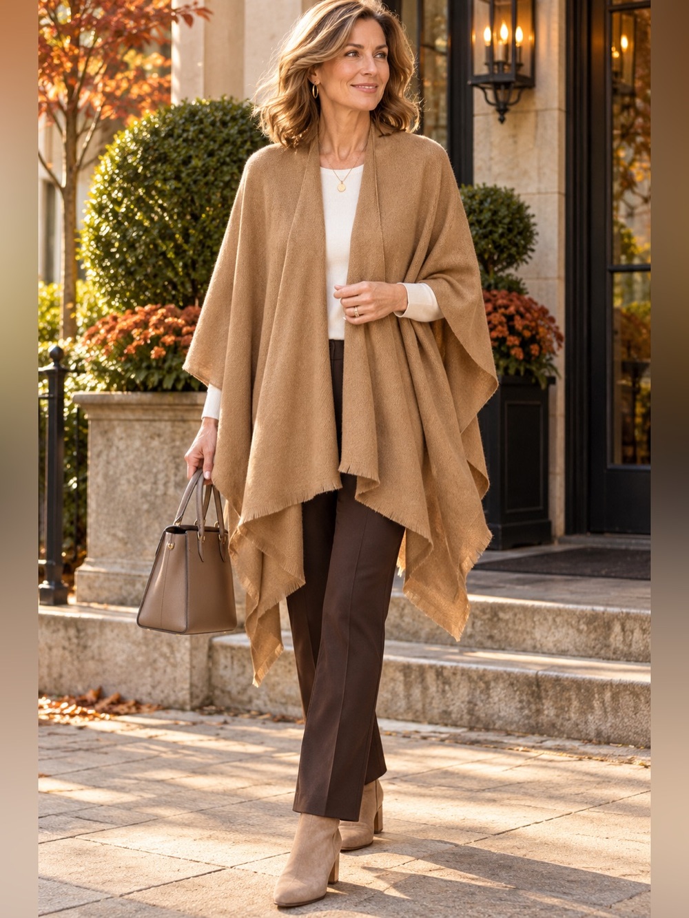 NWT Liz Claiborne French Caramel Open-Front Ruana Wrap One Size